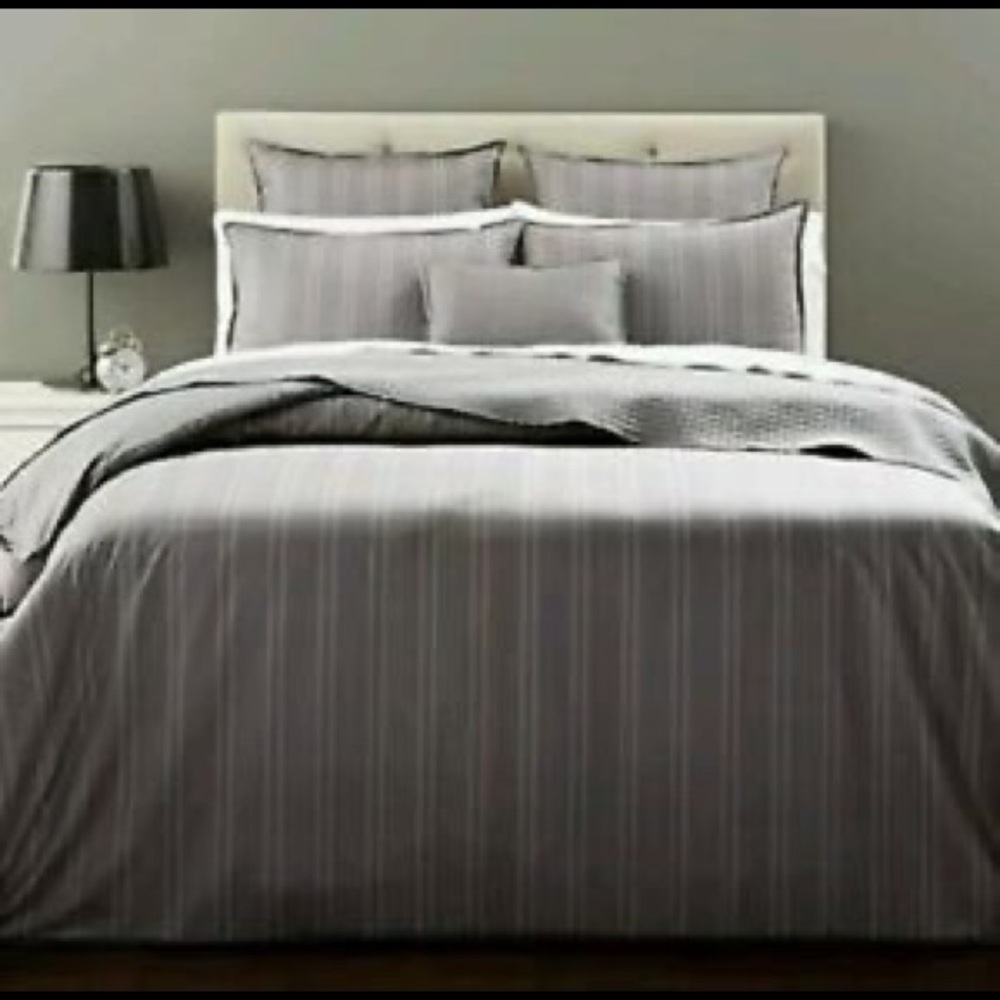 NWT Hudson Park Shadow Stripe Grey Duvet Cover
